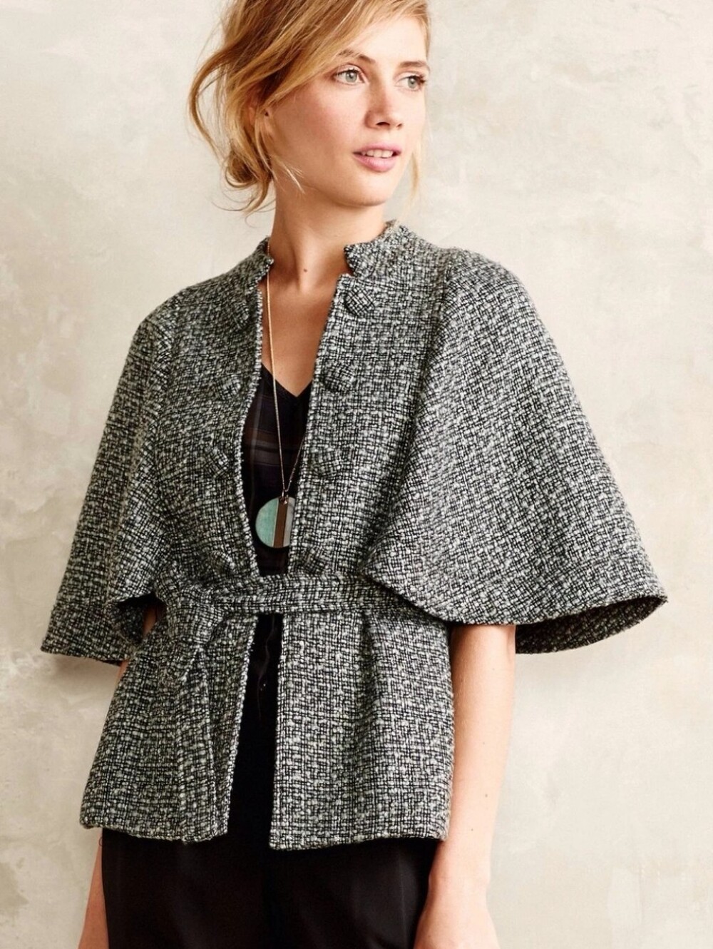 Anthropologie Aurelia Textured Capelet Coat by Fleur Wood Size Medium